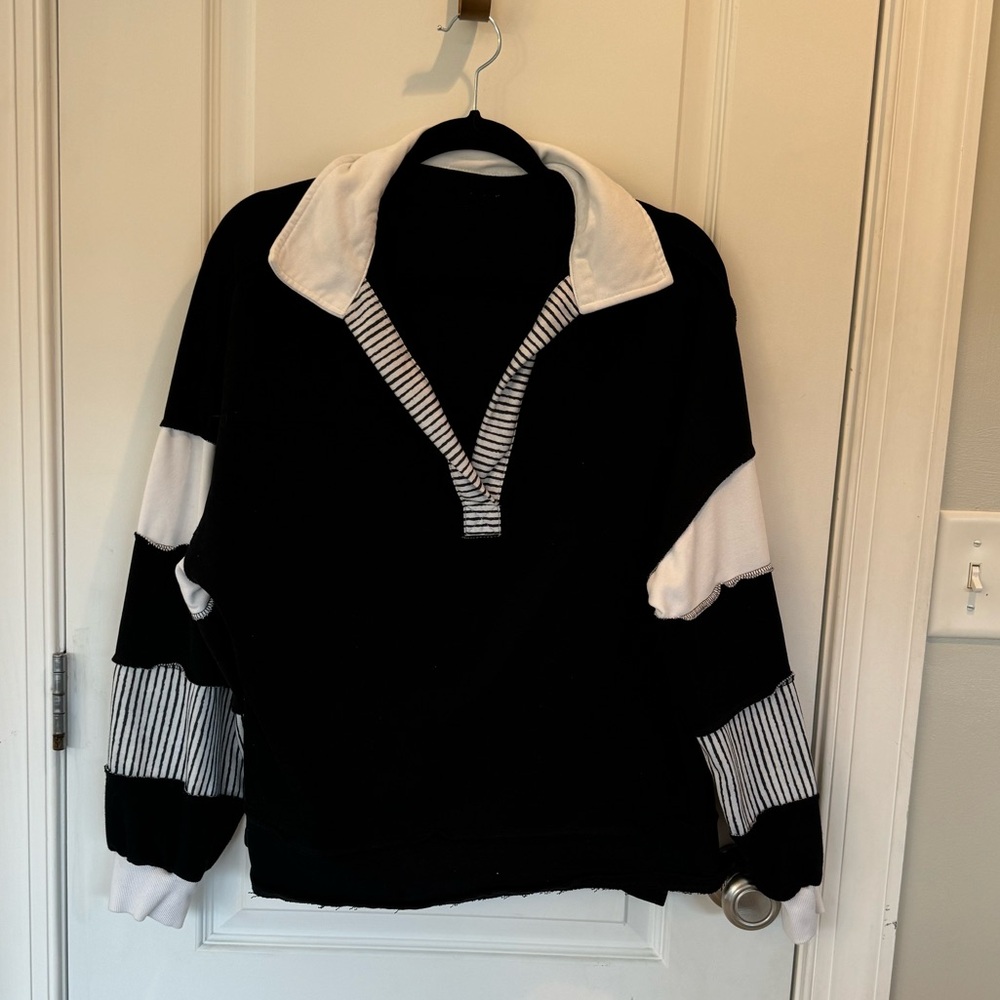 Black and White Striped Pullover